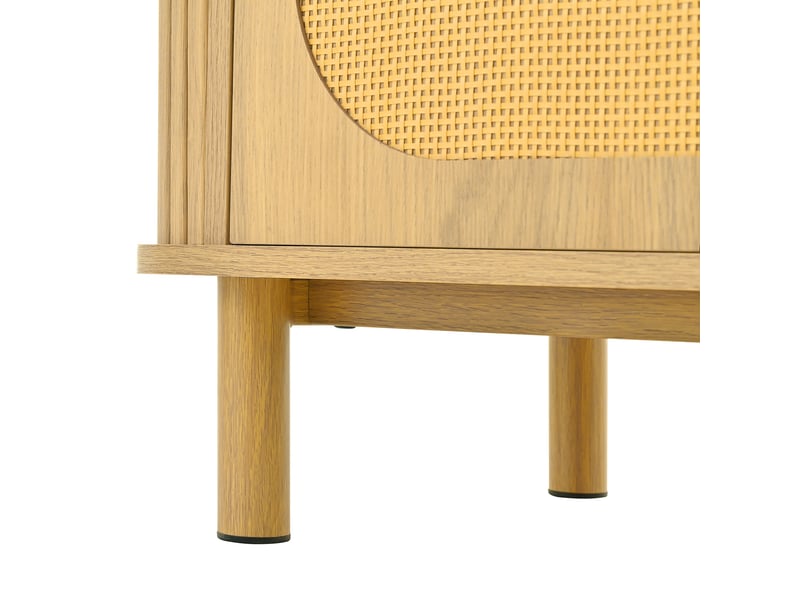 Buffet naturel, rangement, gestion des câbles, rotin, design moderne, angles arrondis - mdf et métal et bois - 140x40x80cm  - Conforama C