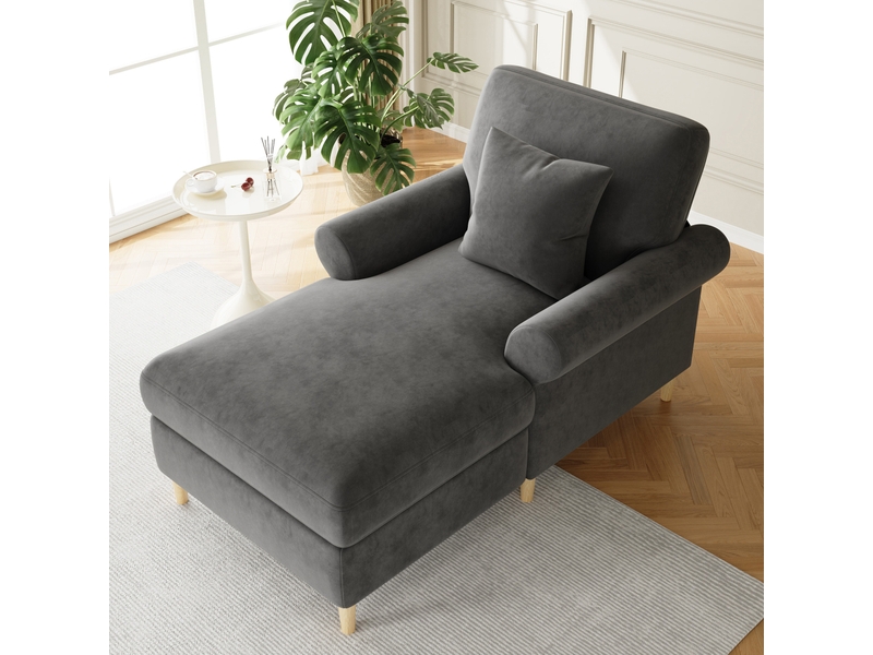  Fauteuil relax inclinable 1 place en velours gris avec coussin, pour lecture et détente à la maison au quotidien  - Conforama E
