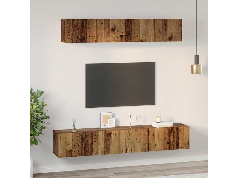  Ensemble meuble tv - banc tv - meuble de rangement 5 pcs bois ancien bois d'ingénierie  - Conforama D