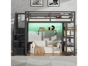 Lit mezzanine 140x200 cm <strong>STILVORA</strong>  <strong></strong> coloris noir