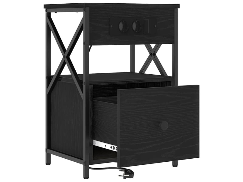  Table de chevet - cabinet de chevet - table de nuit 2 pc chêne noir 40 x 31 x 60 cm  - Conforama E