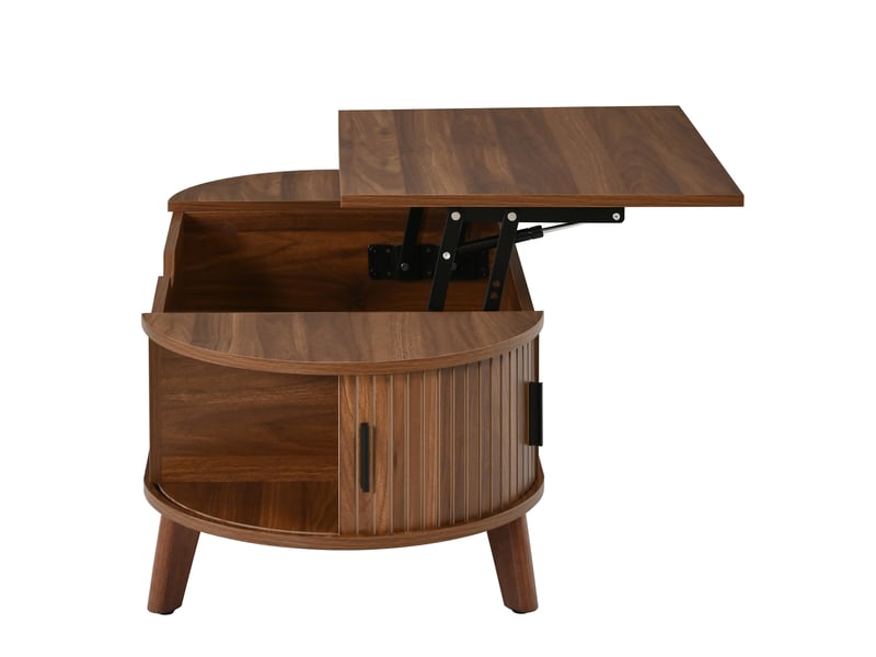  Table basse ovale relevable avec rangement 110x50x53,5 cm mdf coloris noyer  - Conforama E