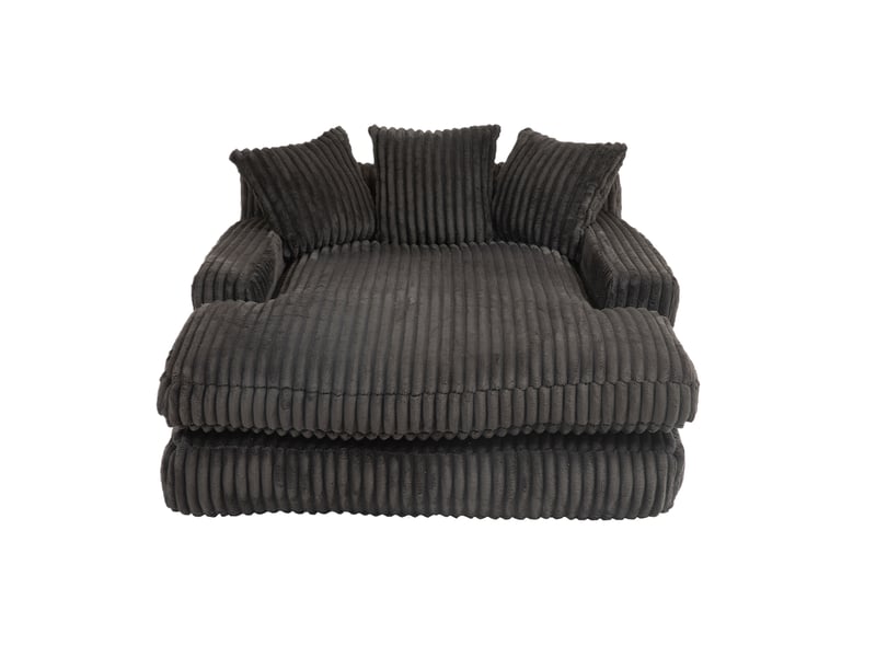  Canapé-lit une place modenvie en velours côtelé noir 125 x 155 x 63 cm avec 3 coussins  - Conforama A