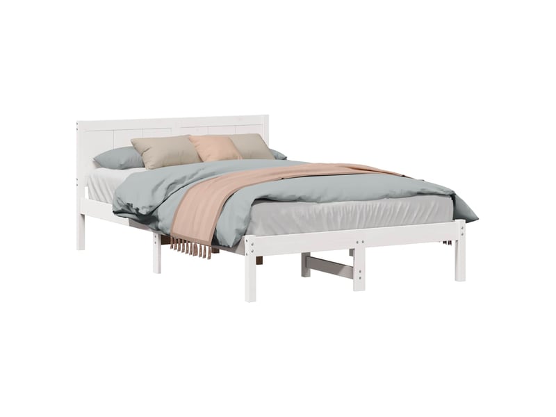  Lit double- lit adulte -  cadre de lit blanc 135 x 190 cm bois de pin massif  - Conforama A