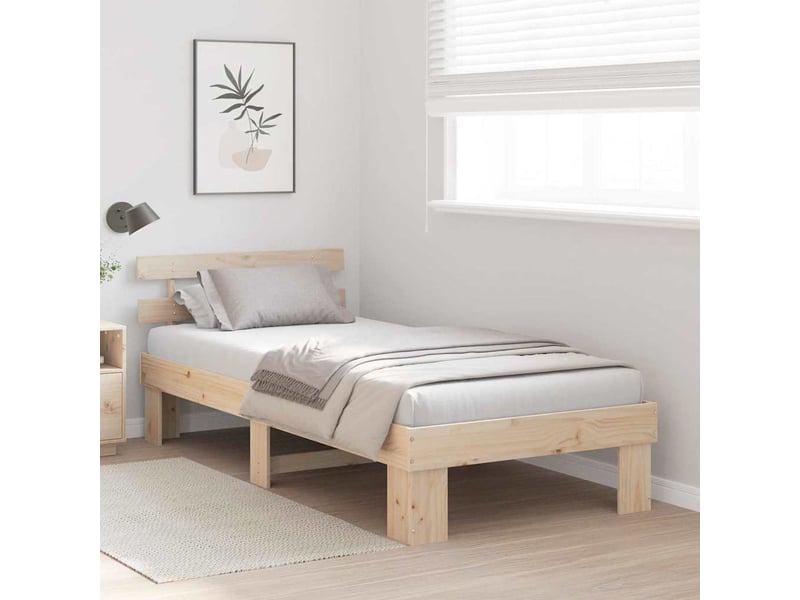 Lit simple- lit adulte - cadre de lit avec tête de lit naturel 100 x 200 cm pin massif - Conforama B