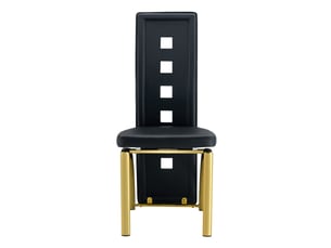 Lot de 2 chaises de salle à manger en similicuir pu noir et métal doré