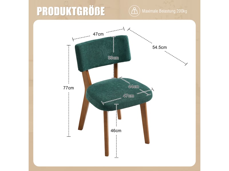  Lot de 2 chaises en tissu coloris vert chaise vert - Conforama C