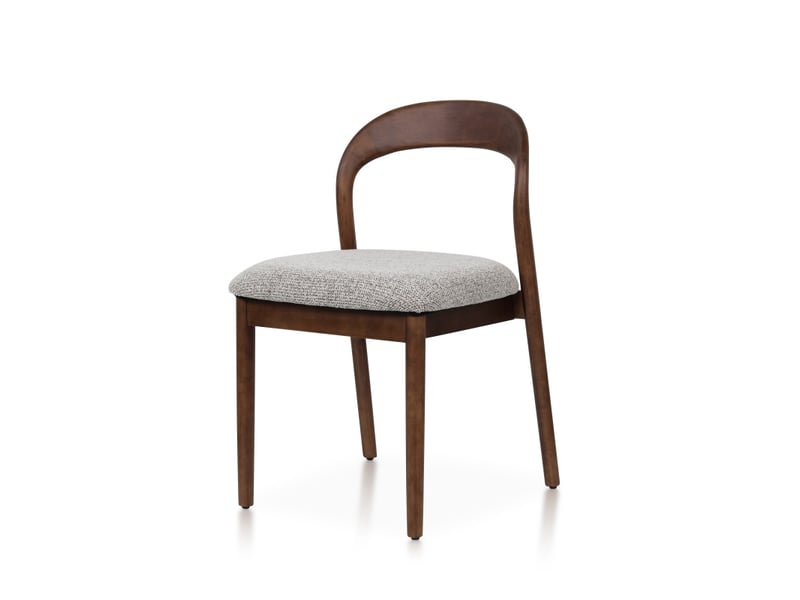 Lot de 2 chaises elena en bois d'hévéa et tissu chiné rembourré brun  - Conforama B