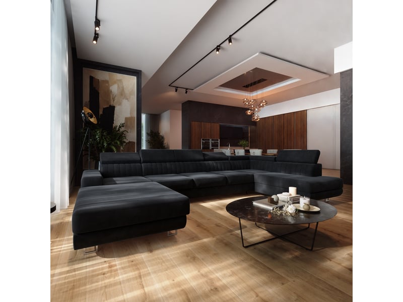 Canapé d'angle gaian, velours noir - Conforama B