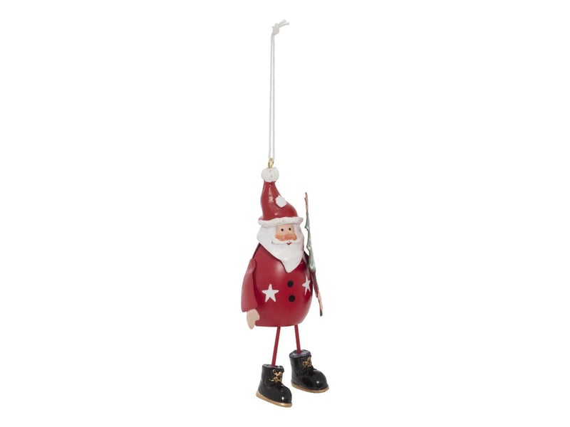  Suspension de sapin père noël et bonhomme de neige en métal rouge et blanc 12 cm  - Conforama E