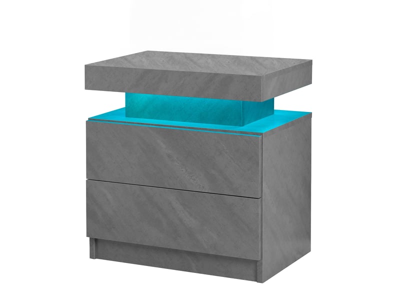  Table de chevet led gris foncé avec 2 tiroirs  - Conforama A
