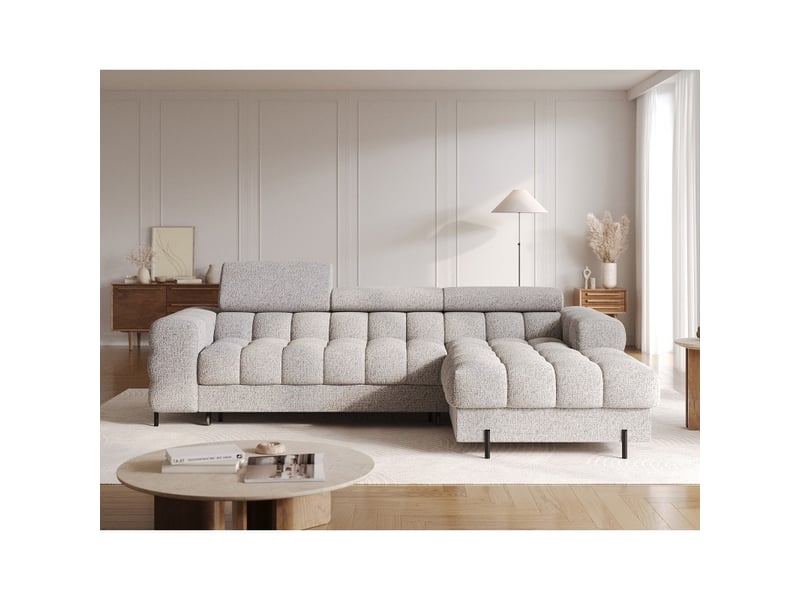  Canapé d'angle droit convertible gris chiné élégance moderne 285x99x181cm filtro  - Conforama E