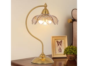 Lampe de table en verre pour chambre, lampe de chevet dorée à brancher, style vintage fleur, décoration salon, ampoule non incluse