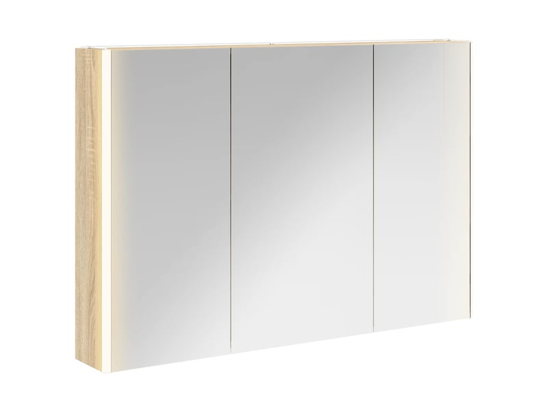 Armoire miroir salle de bain, meuble de rangement chêne sonoma shl8810 - Conforama A