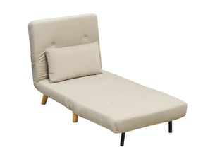 Fauteuil convertible, en velours, coloris beige, l78 x p72 x h79 cm, fonction relaxation, assise confortable