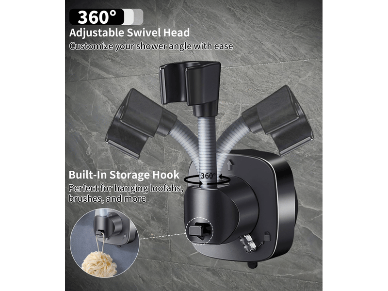  Support de pommeau de douche rotatif 360° à ventouse - universel, réglable, installation facile et rapide  - Conforama B
