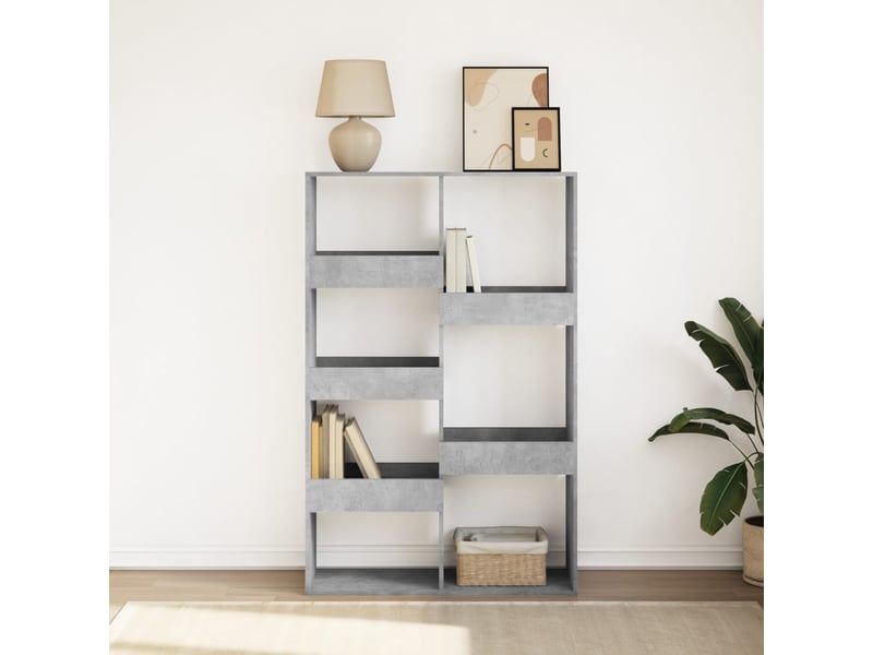  Bibliothèque, meuble de rangement salon gris béton 100x33x155,5 cm bois d'ingénierie  - Conforama C