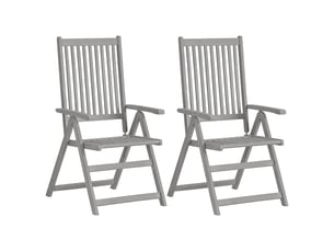 Lot de 2 chaises inclinables de jardin, chaises d'extérieur et coussins bois acacia cf31176