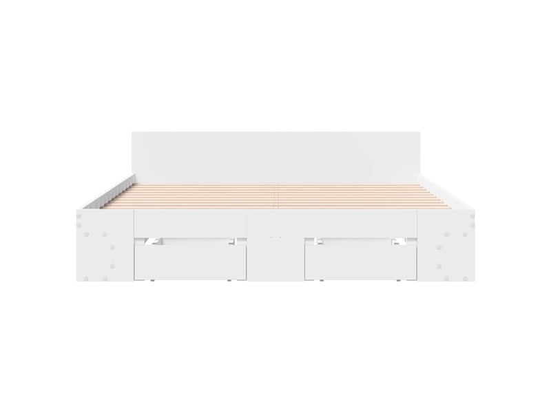  Lit double- lit adulte -  cadre de lit avec tiroirs sans matelas blanc 120x200 cm  - Conforama C