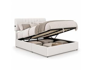 Lit coffre 140x190 cm <strong>YELENARO</strong>  <strong></strong> coloris blanc