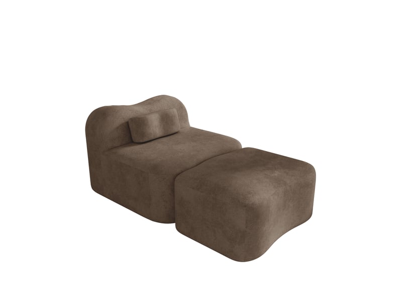 Canapé modulable, canapé 1 place, en tissu, marron, avec pouf, pour salon, chambre, adapté à l'espace de vie, appartement - Conforama D