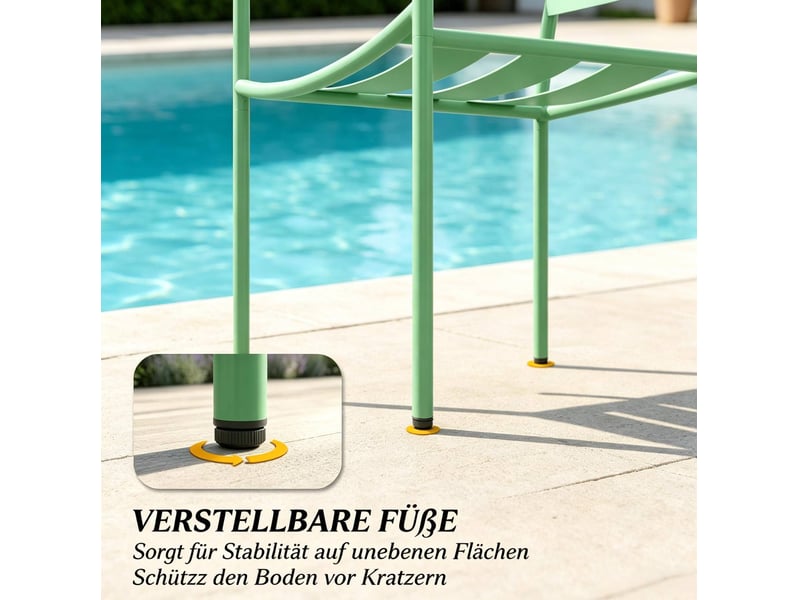  Salon de jardin bistrot 3 pièces 50 x 50 cm – vert – 2 fauteuils, table et acier galvanisé résistant  - Conforama E
