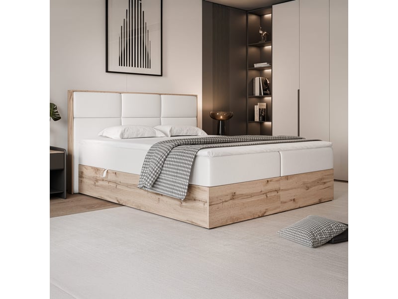  Lit coffre lavio - 120x200 cm - avec sommier et surmatelas - éco-cuir - blanc LAVIO - Conforama B