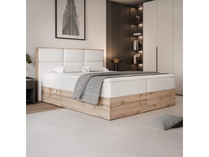 Lit coffre 120x200cm <strong>IDOHOME</strong>  <strong>LAVIO</strong> coloris blanc