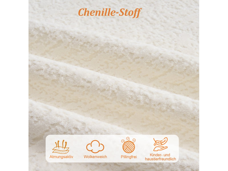  Canapé chaiselongue incurvé 2 places 155x96x65 cm blanc en chenille, convertible pour couchage d'appoint  - Conforama D