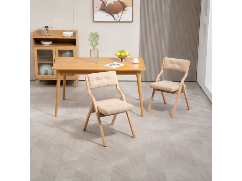  Lot de 2 chaises pliantes en bois avec coussin kaki – pour cuisine ou bureau, compactes et confortables  - Conforama E