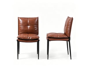 Lot de 4 chaises de salle à manger élégantes avec dossier rembourré, marron et noir