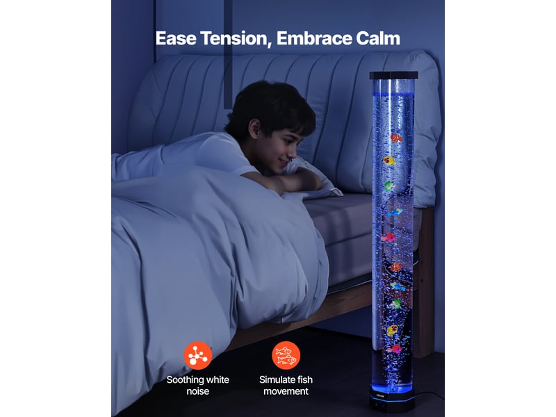  Vevor lampe à bulles 10 poissons flottants 1 m 16 effets de couleur télécommande  - Conforama B
