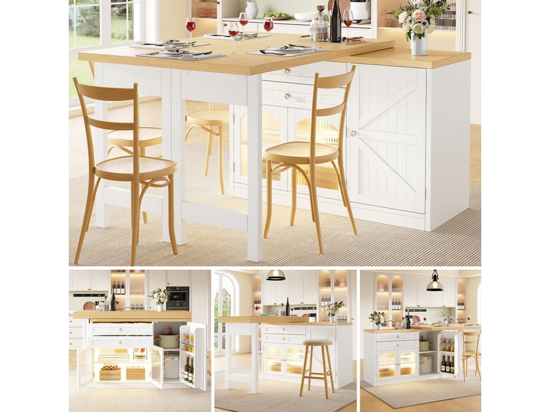 Ilot de cuisine 3 portes 2 tiroirs coloris blanc mdf - Conforama B