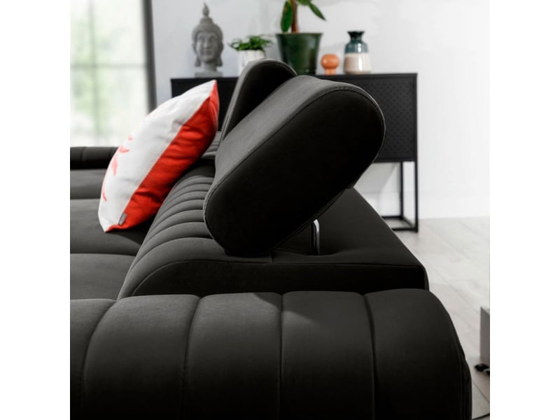  Canapé d'angle gauche gris foncé convertible 3 places jayson grand confort  - Conforama C