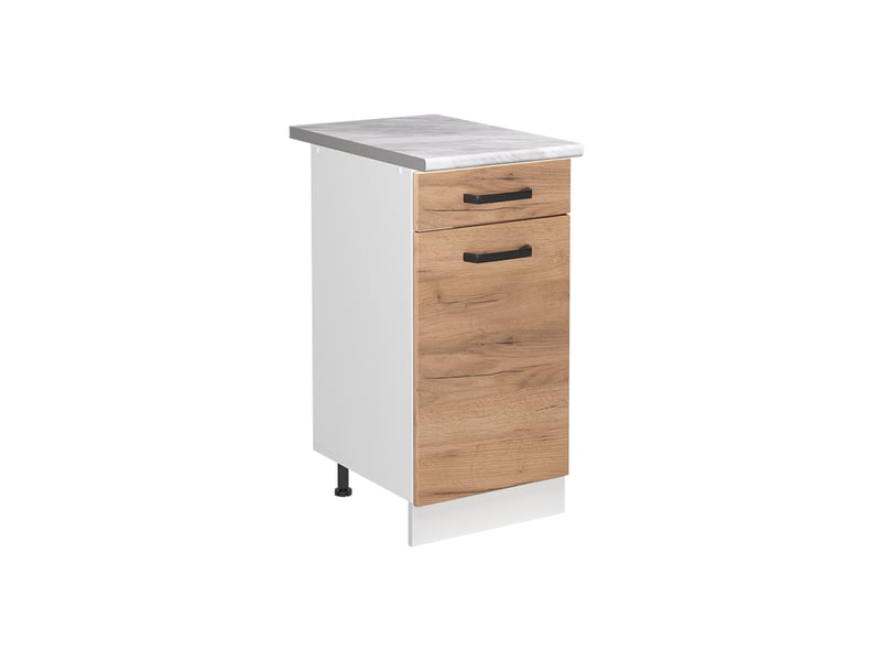  Vicco meuble bas sous-évier, chêne doréblanc, 40cm plan de travail marbre  - Conforama A