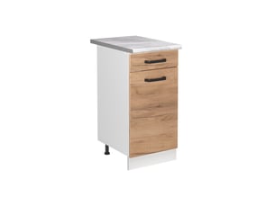 Vicco meuble bas sous-évier, chêne doréblanc, 40cm plan de travail marbre