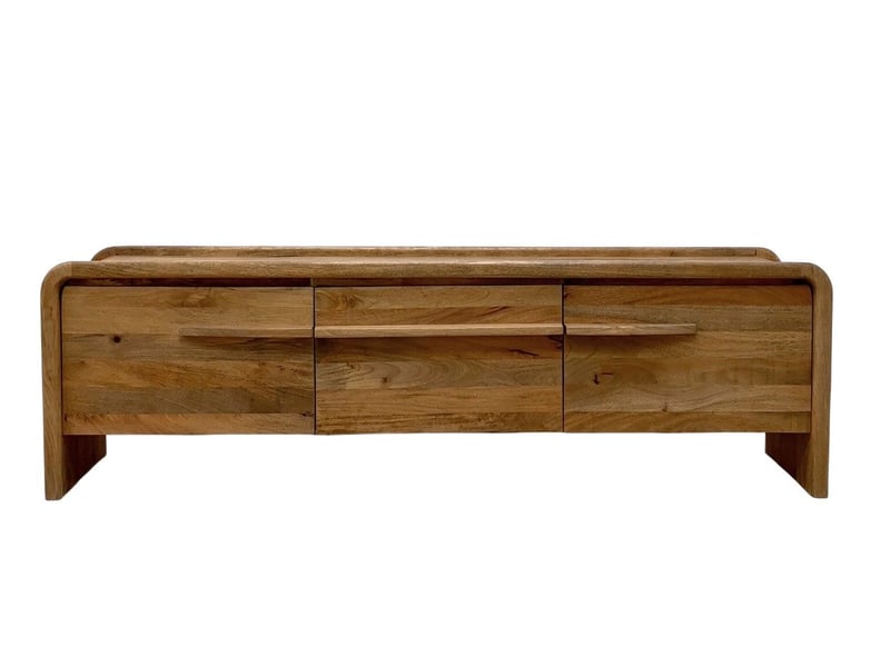  Meuble tv à 3 portes en bois de manguer masif naturel  - Conforama A