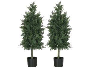 Lot de 2 plantes artificielles cèdre avec pot, hauteur 90 cm, conifère, 38l x 12,5l x 90h cm