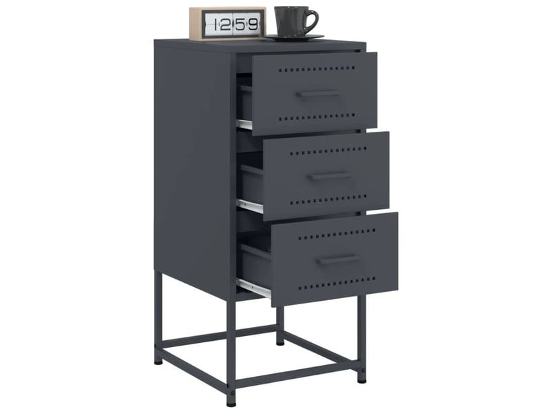  Lot de 2 tables de chevet - cabinet de chevet - table de nuit anthracite 36x39x78 cm acier  - Conforama C