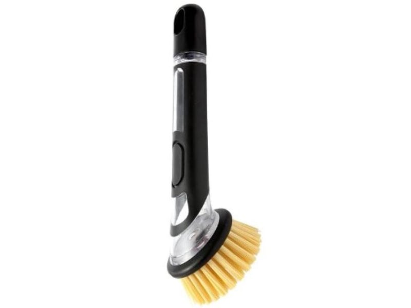  Brosse de nettoyage avec distributeur de savon, noir, nettoyage puissant, convient pour les casseroles, les éviers, etc. Jaune poils longs - black  - Conforama A