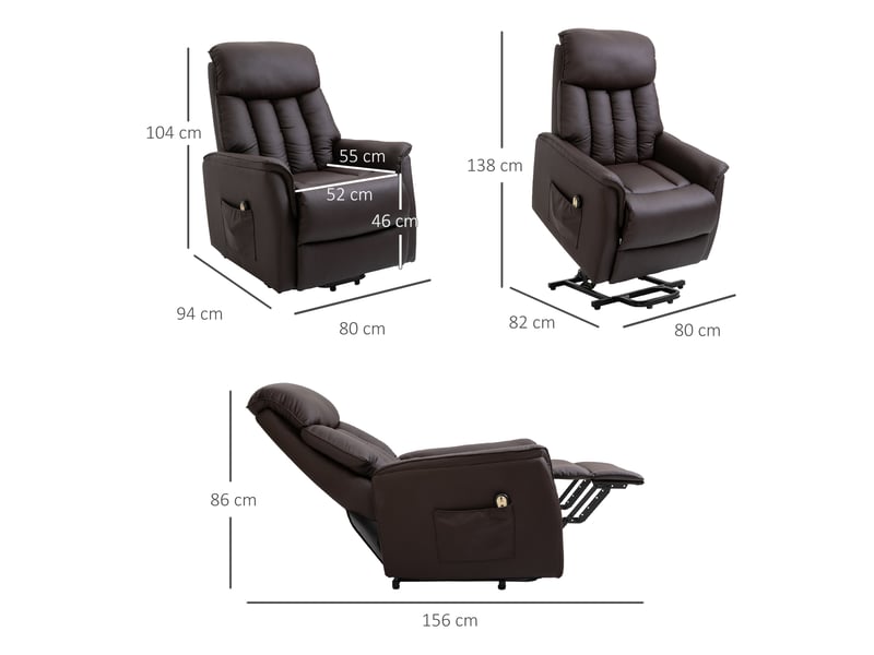 Fauteuil releveur électrique marron, fauteuil relax inclinable avec repose-pieds, aide au lever pour salon et coin lecture - Conforama C