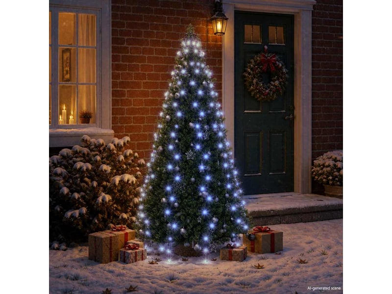  Guirlande lumineuse d'arbre de noël 210 led bleu 210 cm cf62424  - Conforama C