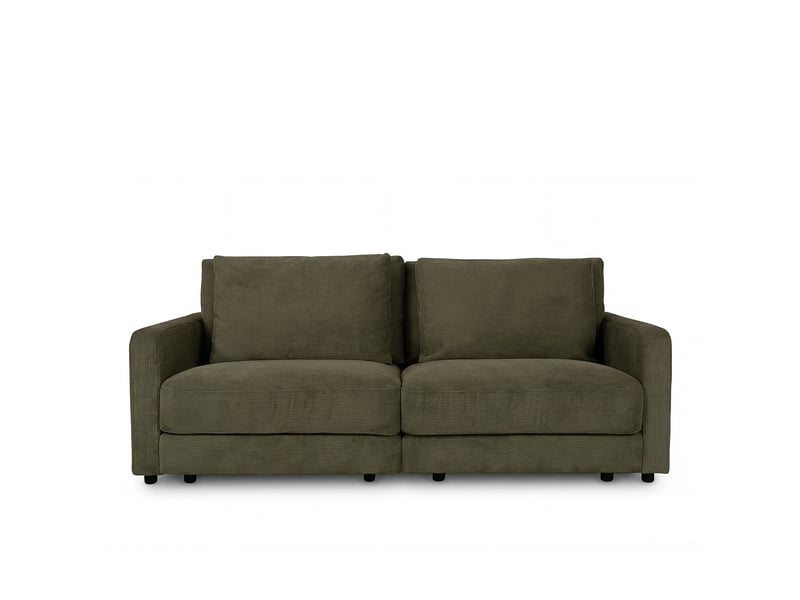  Canapé droit velours côtelé vert olive venezia 3 pl 3CA56.CA.3D.04 - Conforama A