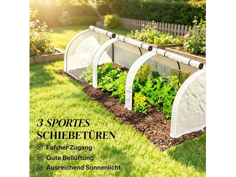  Serre de jardin modulaire blanche 295 x 100 x 80 cm en acier thermolaqué et pe haute densité, protection uv  - Conforama E