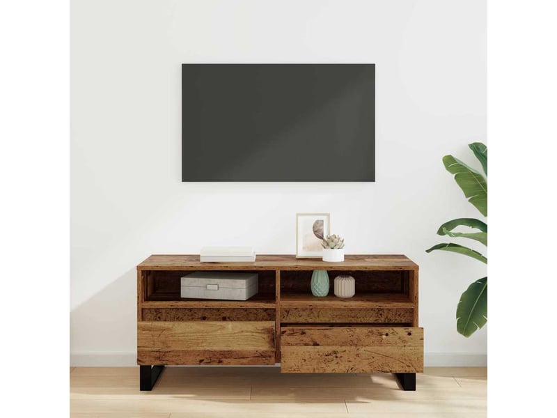  Meuble tv - banc tv - meuble de rangement avec tiroir bois ancien 100 x 34,5 x 44,5 cm  - Conforama D