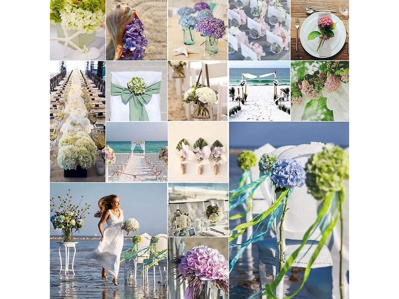  Lot de 6 grands hortensias en soie artificiels (blancs) avec des tiges de bandeau de faux hortensias blancs pour les centres de table de jardin de  - Conforama B