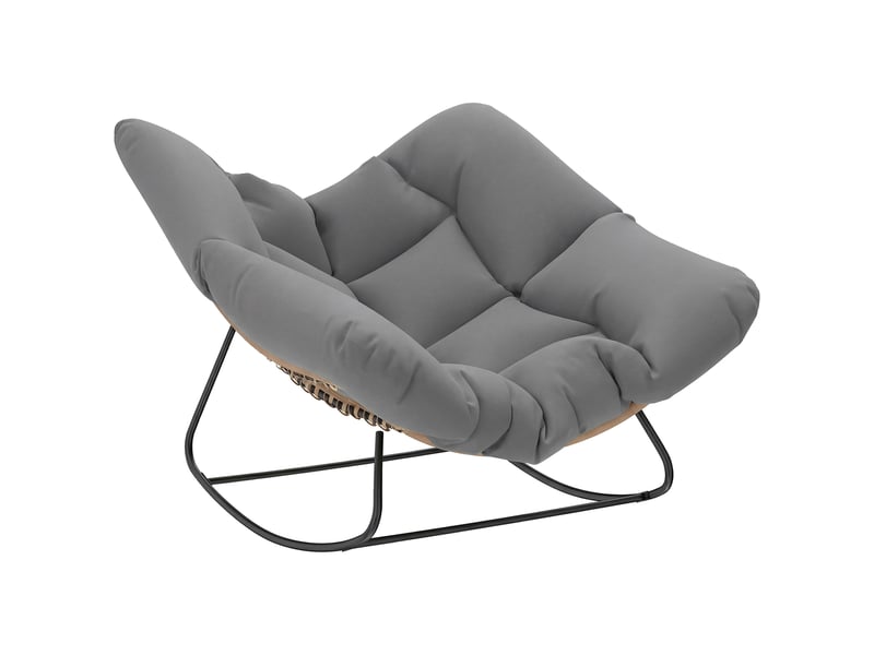 Fauteuil à bascule de jardin, chaise à bascule, rocking chair, acier, 107x97x79cm, gris - Conforama B