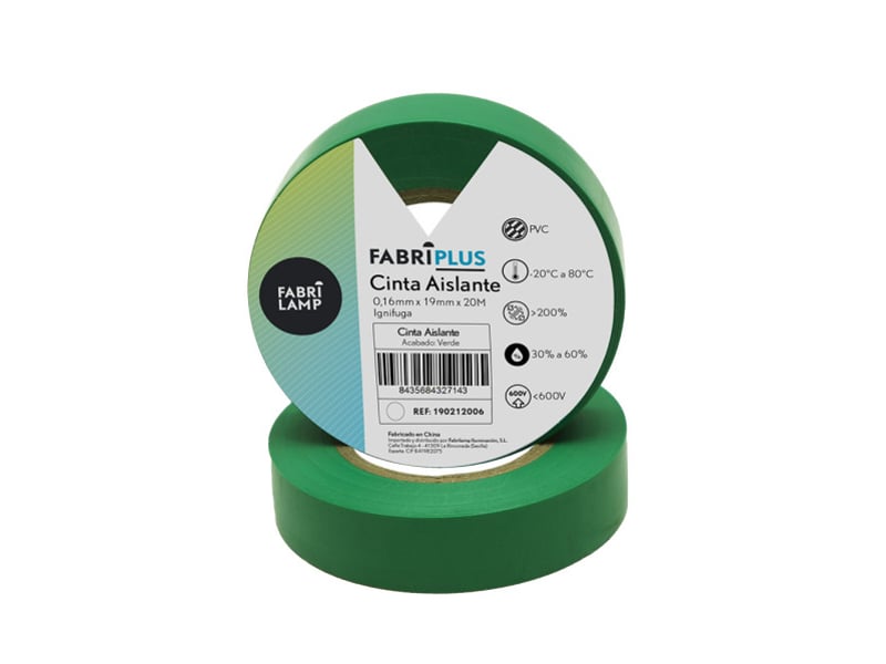  Ruban isolant pvc fabrilamp aislante 19 mm x 20 m vert 190212006 - Conforama A