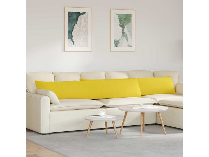  Lot de 2 coussins de canapé, coussins décoratifs tissu jaune clair 200 x 40 cm cf58888  - Conforama B