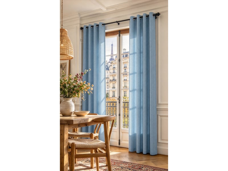 Lot de 2 rideaux à œillets 140 x 240 cm victoria fils teints jacquard - Conforama A